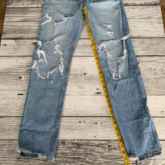 Levi’s 501 Distressed Light Wash Denim Straight Leg Jeans - Picture 16 of 16